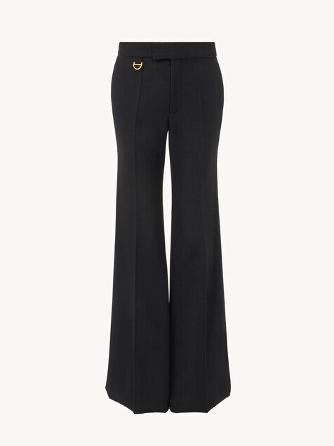 Flared tailored trousers in wool gabardine