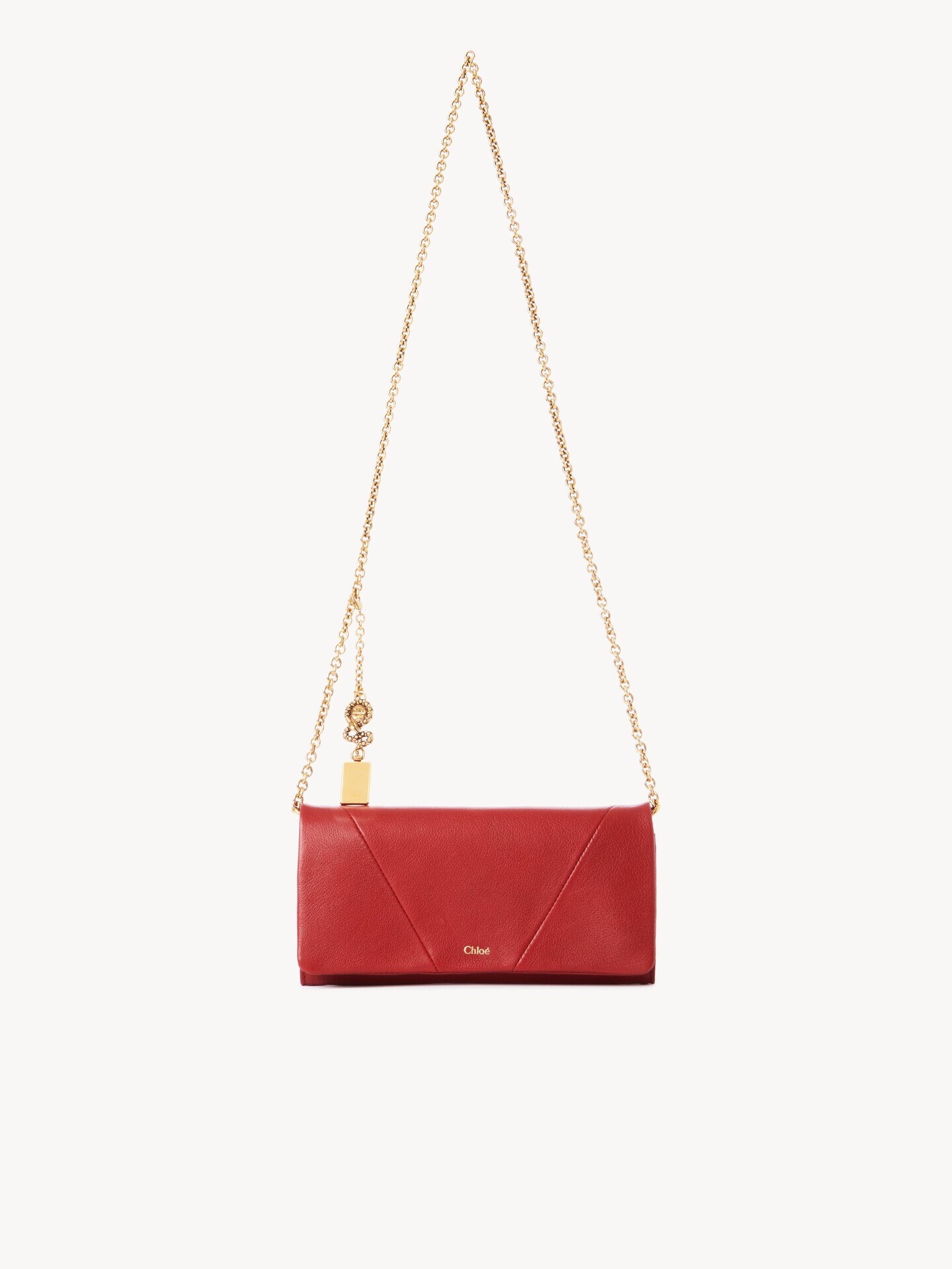 Chlo&eacute; Spin flap wallet on chain in grained leather - 2