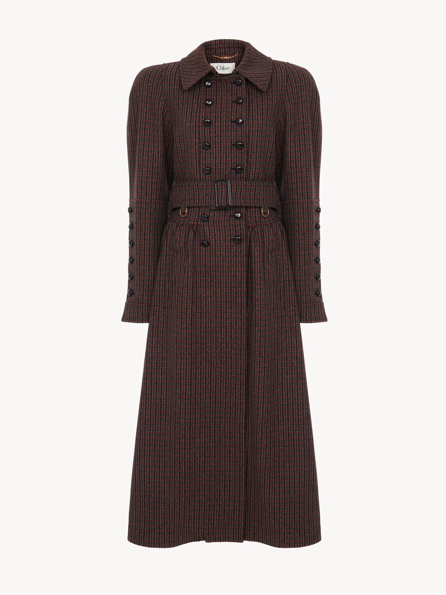 Double-breasted riding coat in houndstooth wool - 2