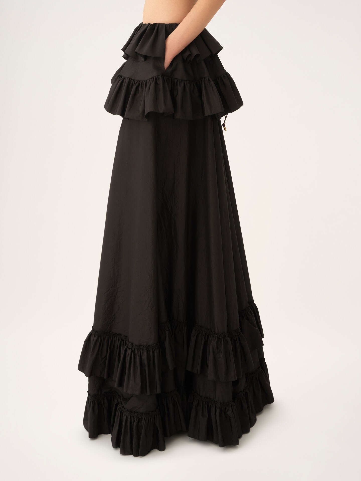 Tiered maxi skirt in washed silk taffeta - 5