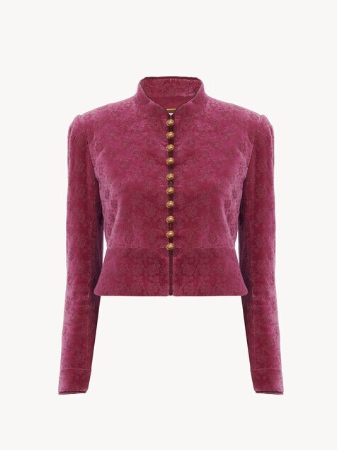 Cropped fitted jacket in velvet