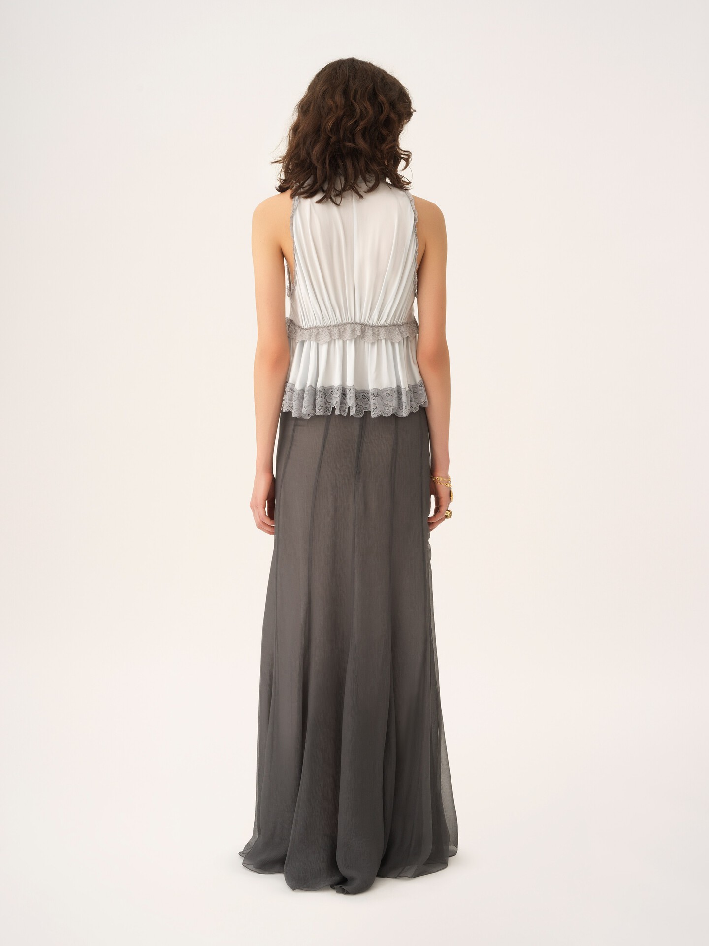 Fluid maxi skirt in silk mousseline - 5