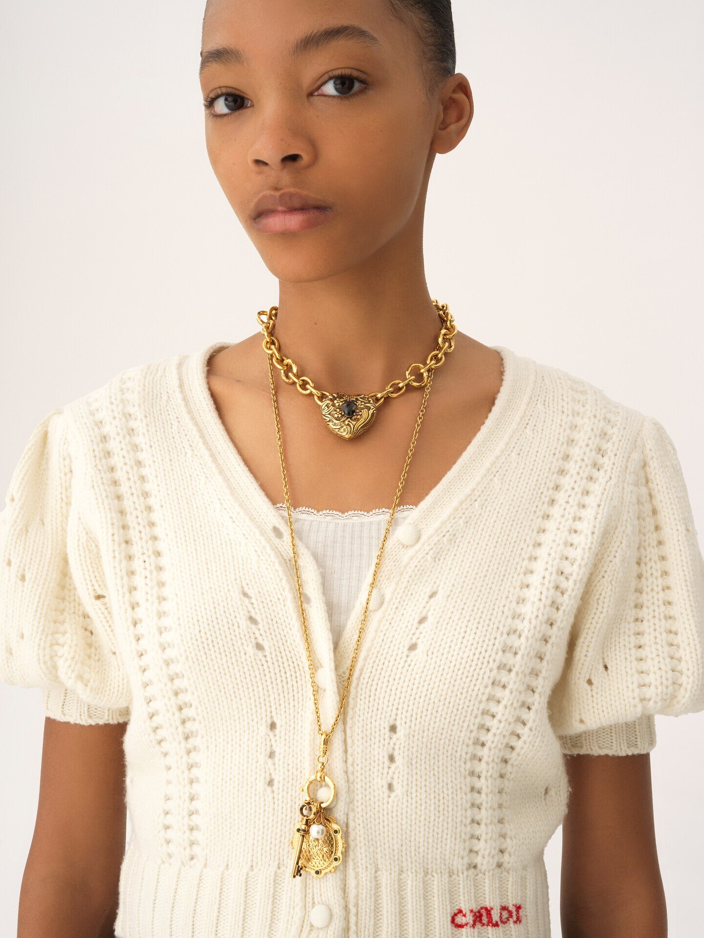 Puff-sleeve cardigan in a wool & cashmere knit - 6