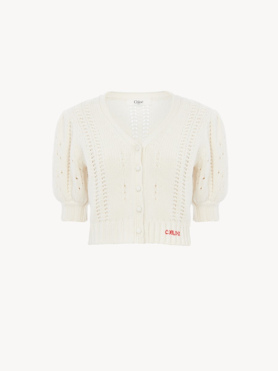 Puff-sleeve cardigan in a wool & cashmere knit - 2