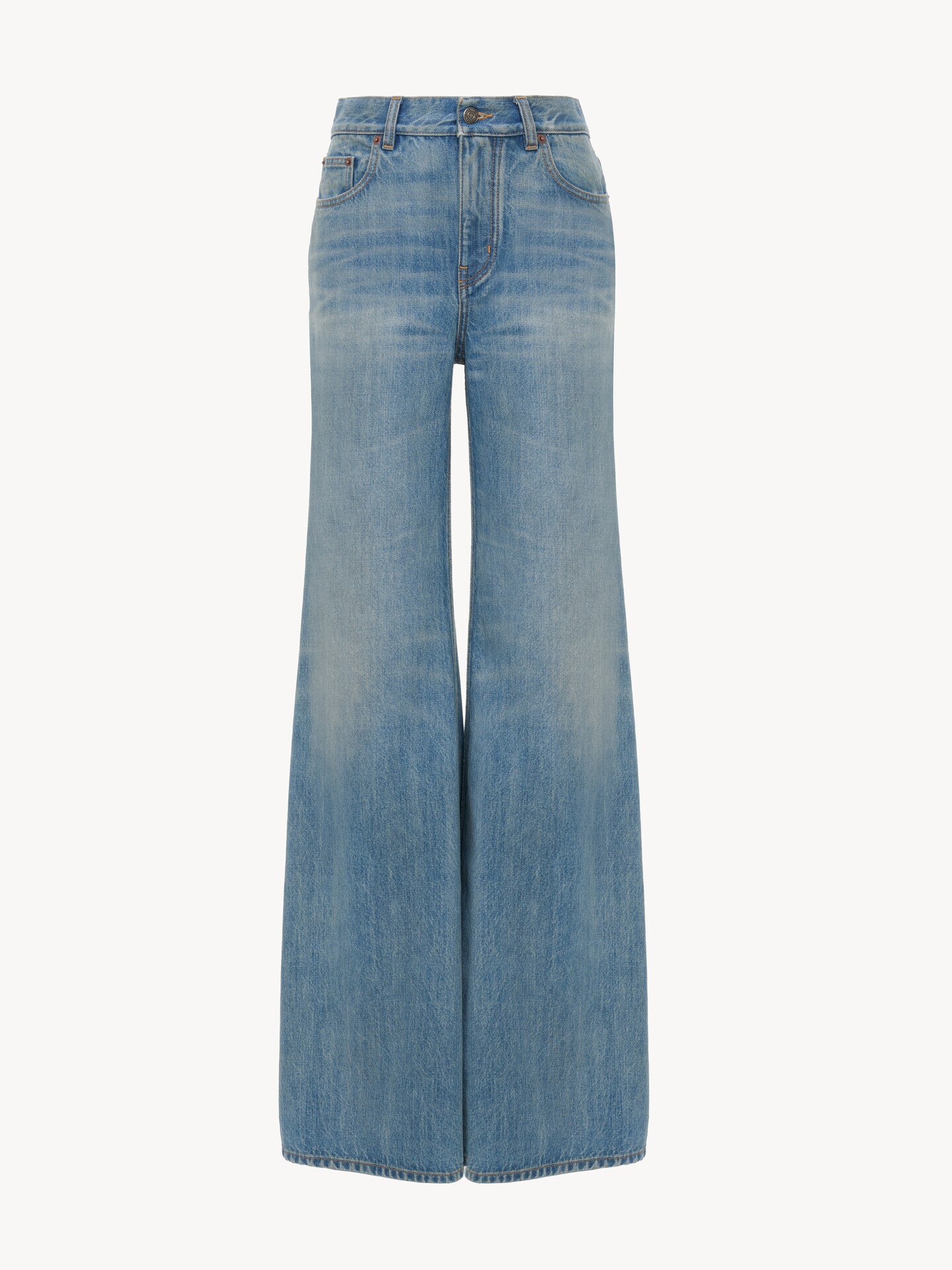High-rise wide-leg jeans in denim - 2