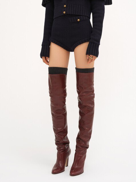 High-waisted mini shorts in wool & cashmere