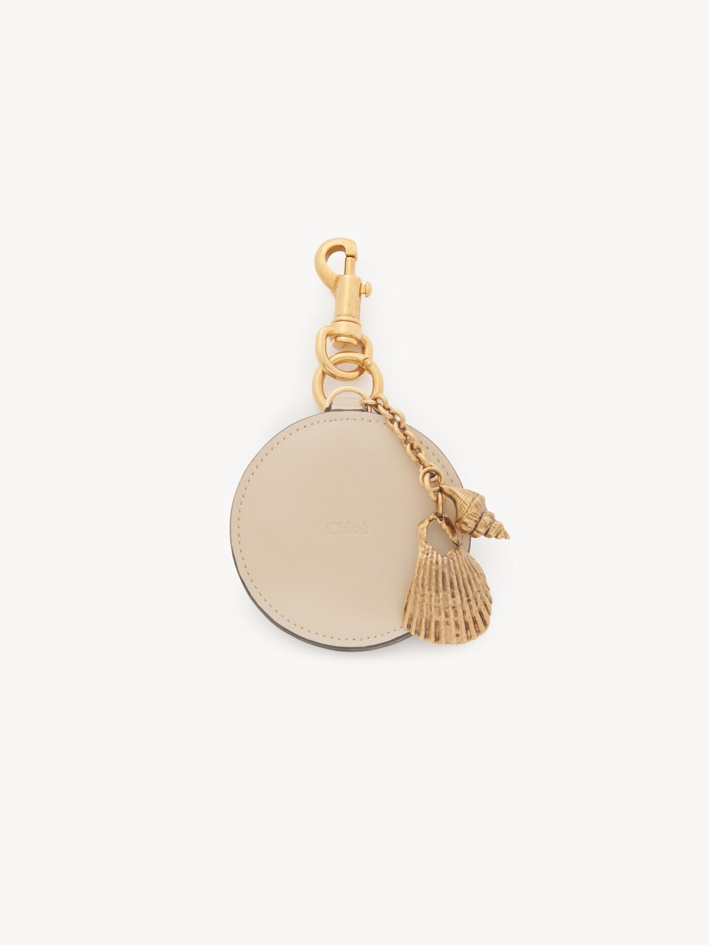 Mirror keyring with shell in shiny leather - 1