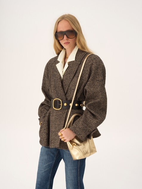 Small Chloé Spin tote bag in metallic leather with horse charms