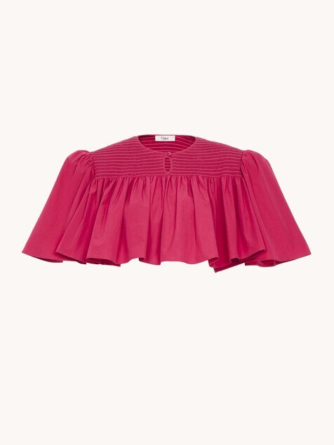 Gathered cropped top in cotton poplin