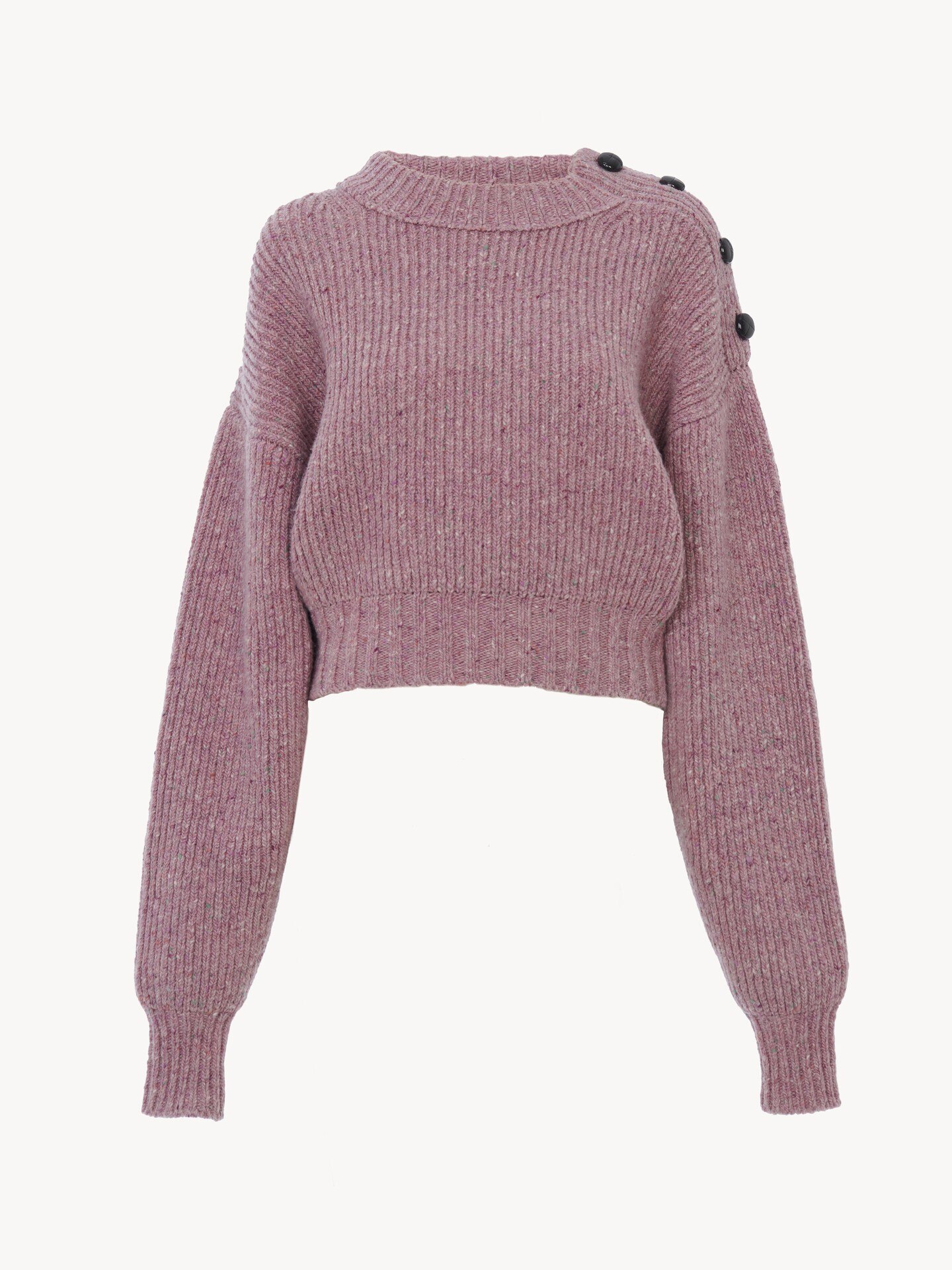 Cropped mock-neck sweater in a merino wool knit - 2
