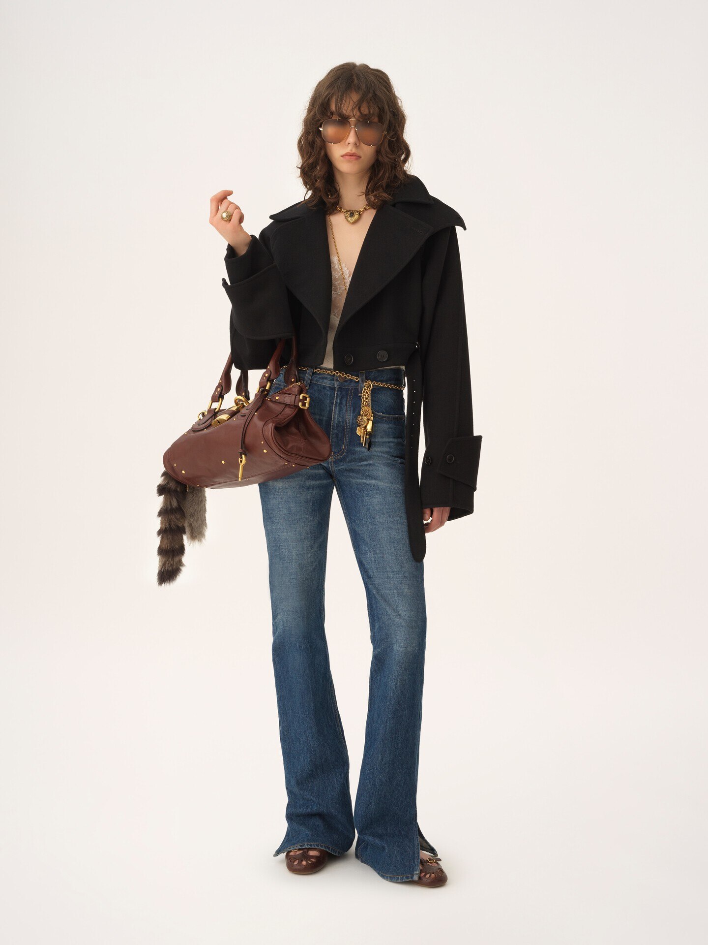 Cropped coat in double-face wool - 3