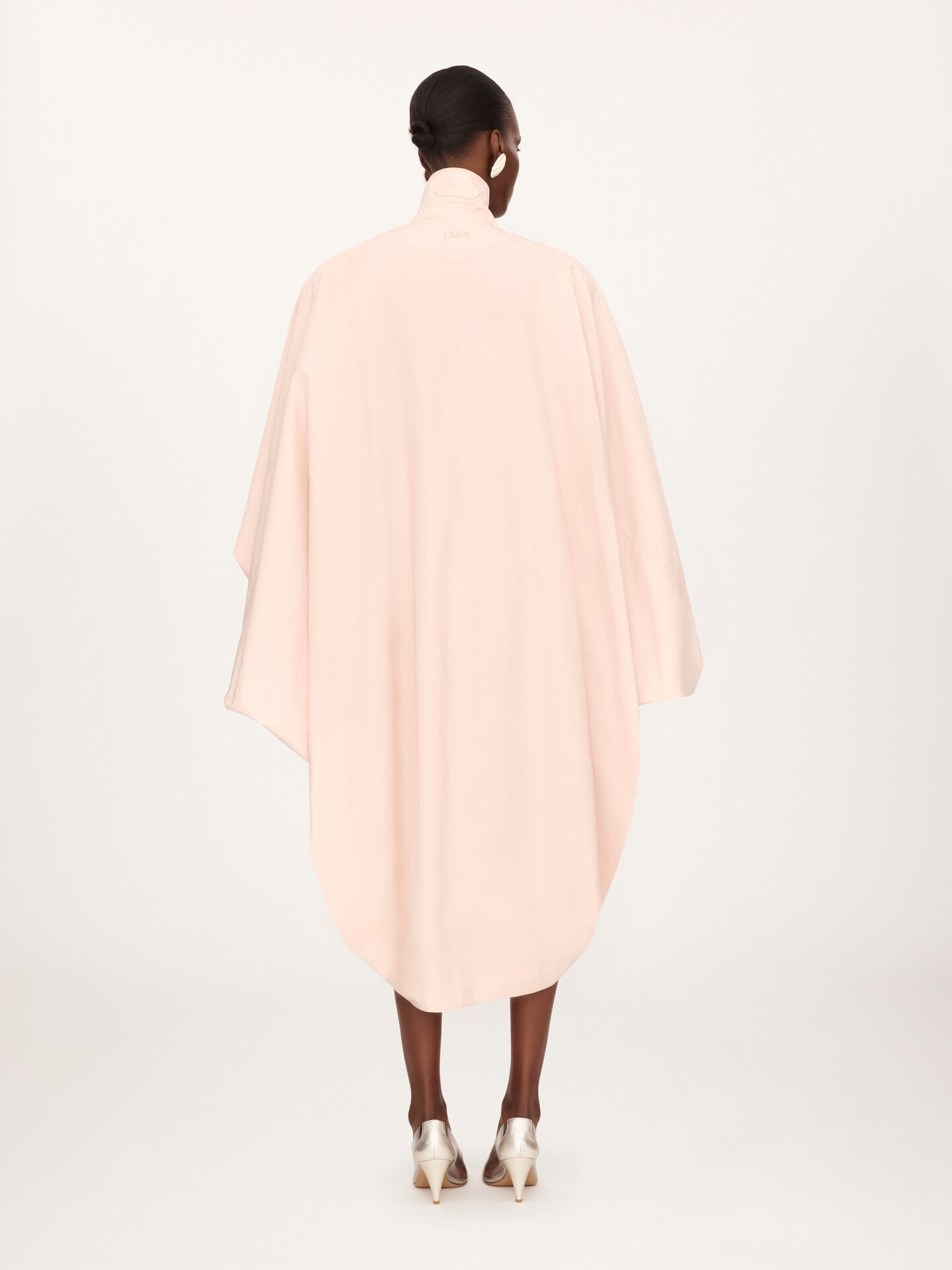 High-neck oversized cape coat in cotton poplin - 5