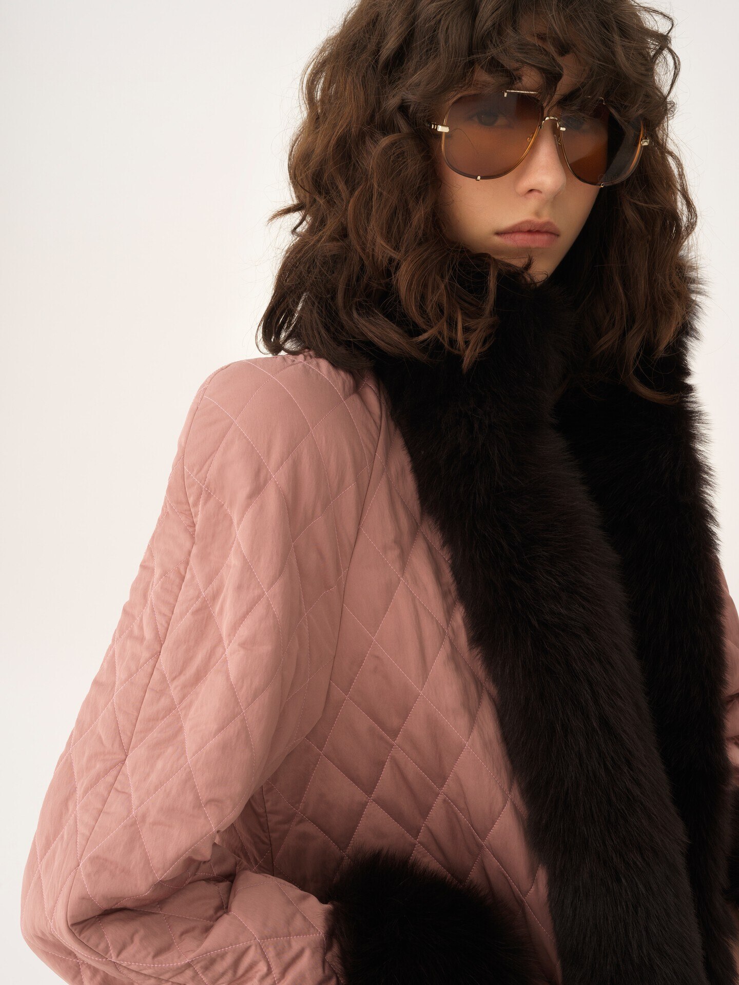 Long hybrid coat in technical satin - 8