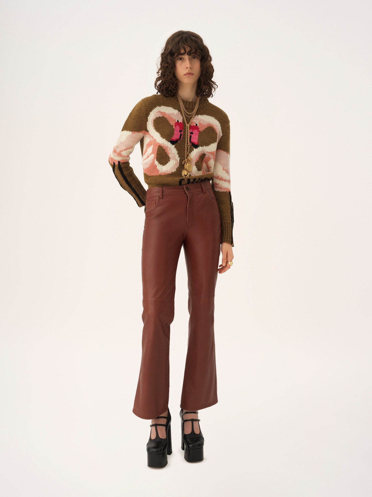 Flared trousers in leather - 3