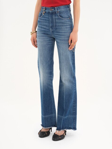High-rise bootcut jeans in denim
