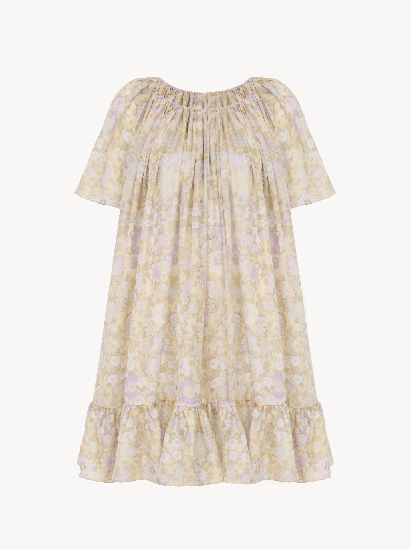 Short pleated dress in silk charmeuse - 2