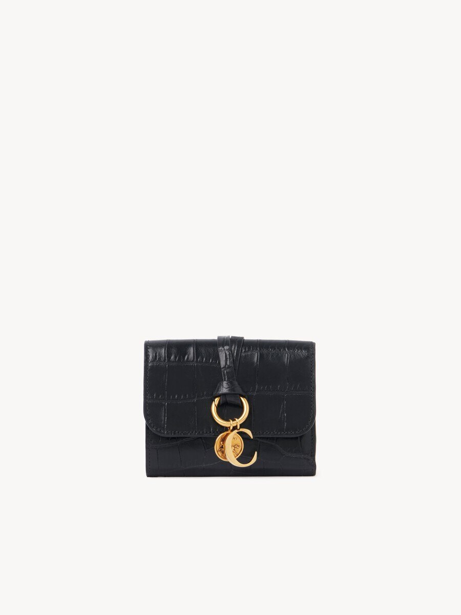 Small Alphabet tri-fold in croco-effect leather - 1