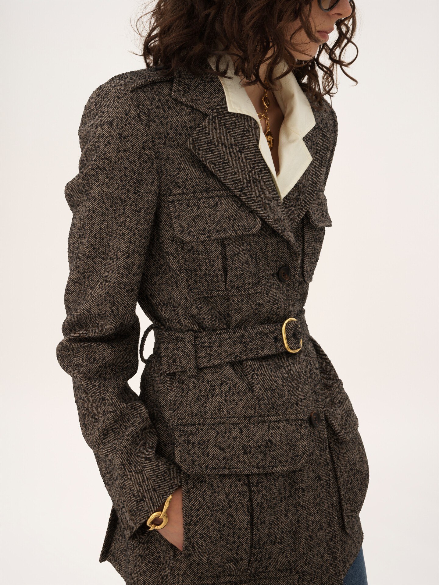 Utilitarian jacket in chevron wool - 8