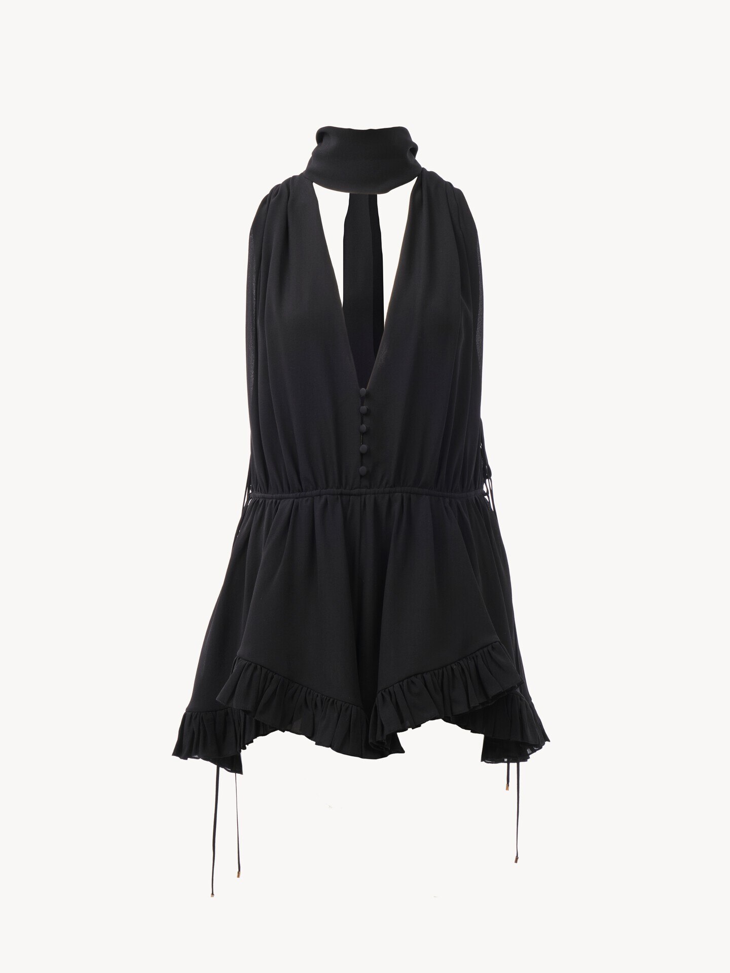 V-neck jumpsuit in silk georgette - 2
