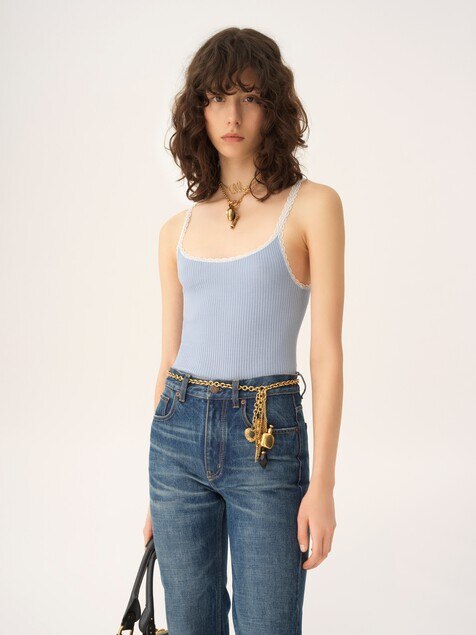 Fitted tank top in cotton