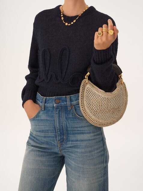 Mini Summer Banana hobo bag in glitter crochet