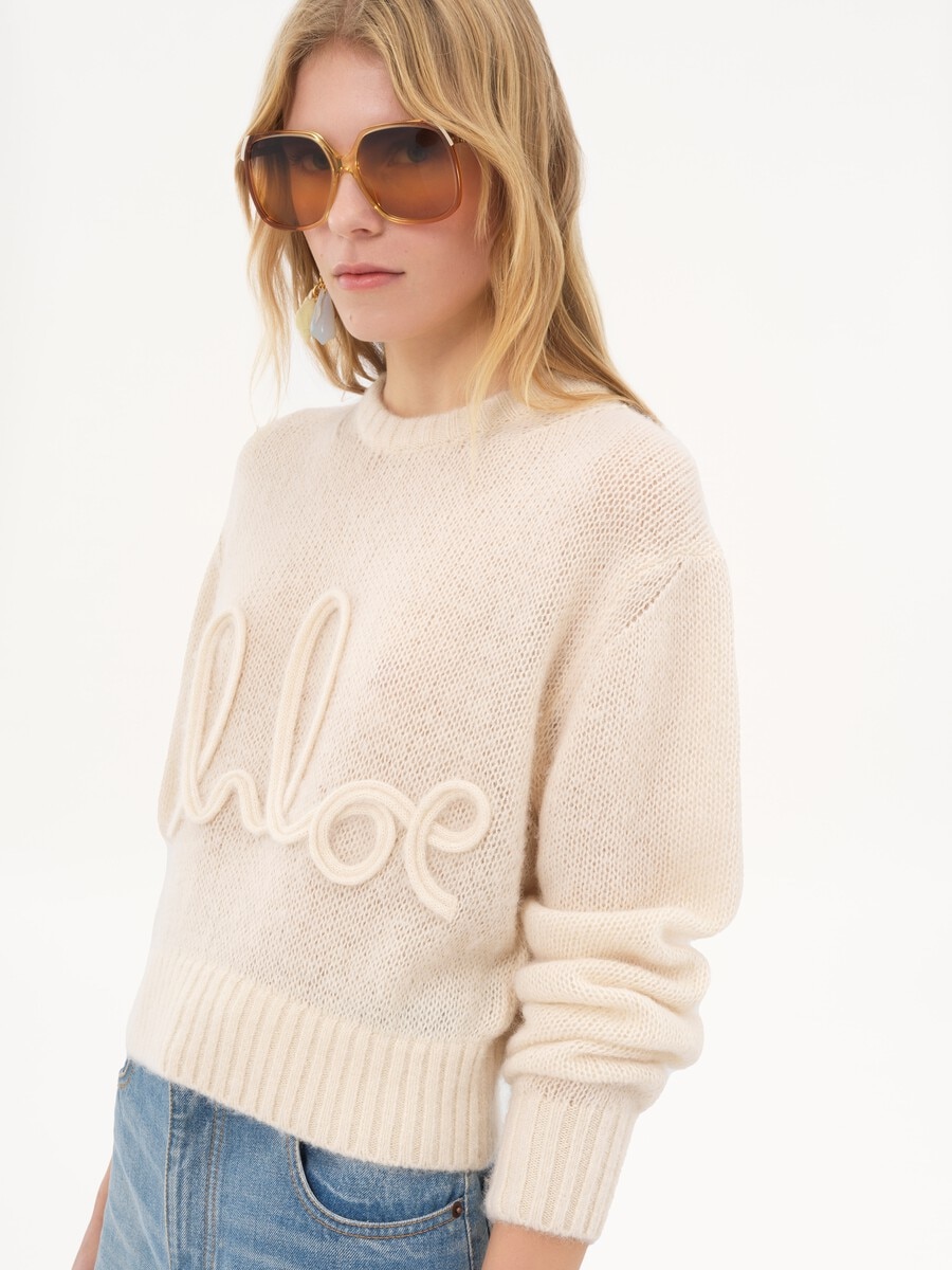 Logo sweater in alpaca wool & silk knit - 6