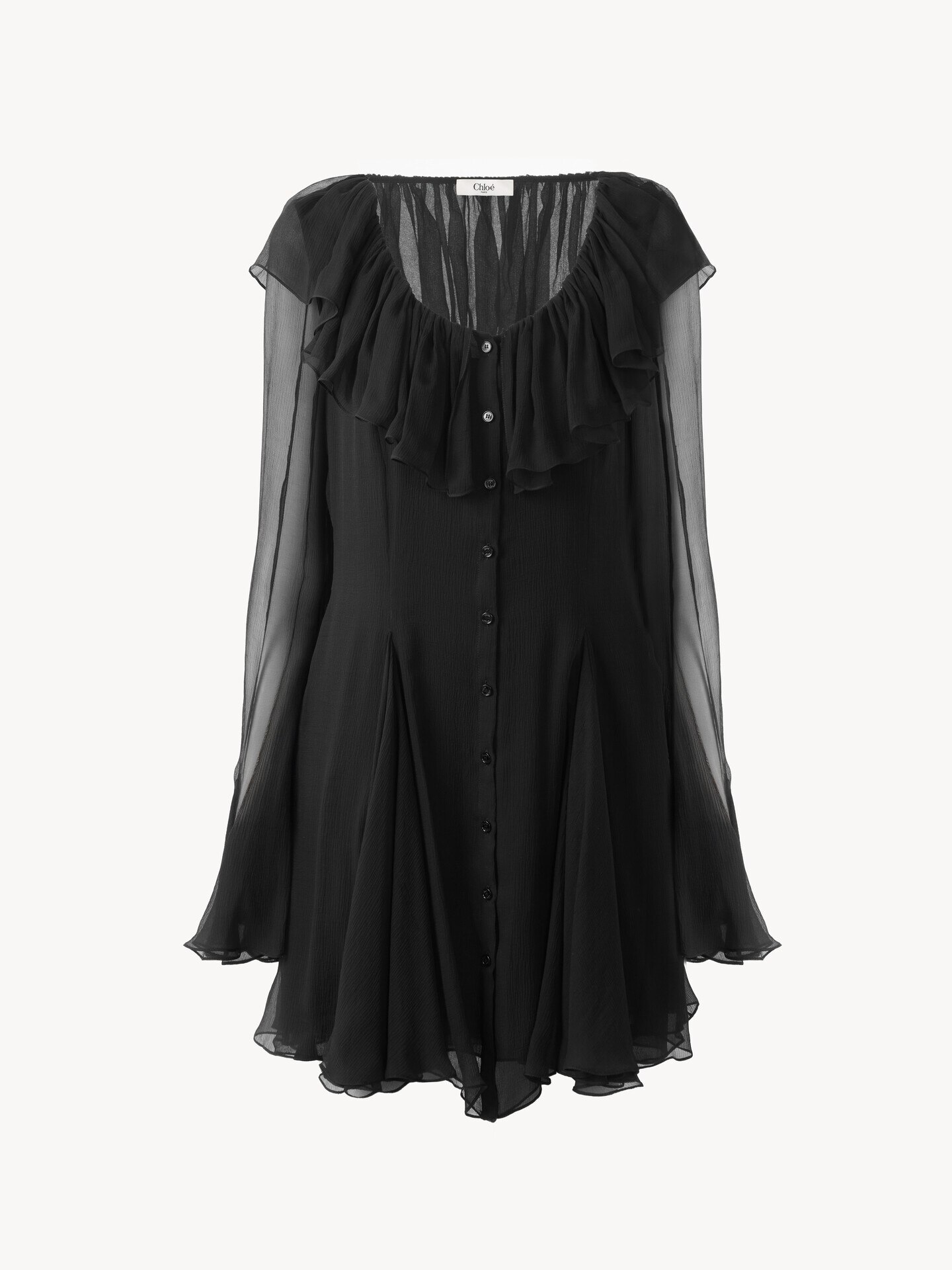 Pleated mini dress in silk mousseline - 2