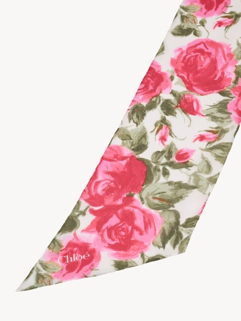Pa&ntilde;uelo bandeau Chlo&eacute; Wild Flowers de georgette de seda