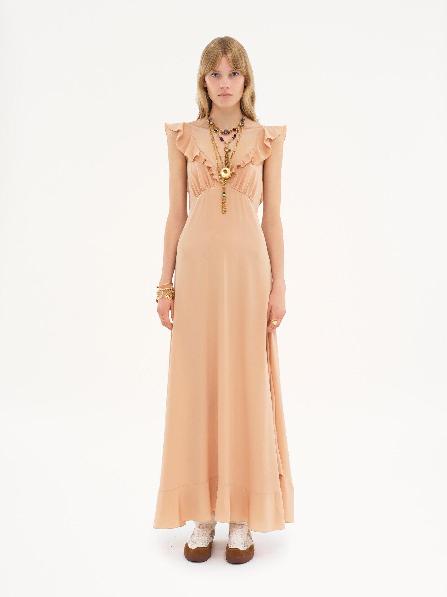 Long sun dress in crêpe de chine - 3