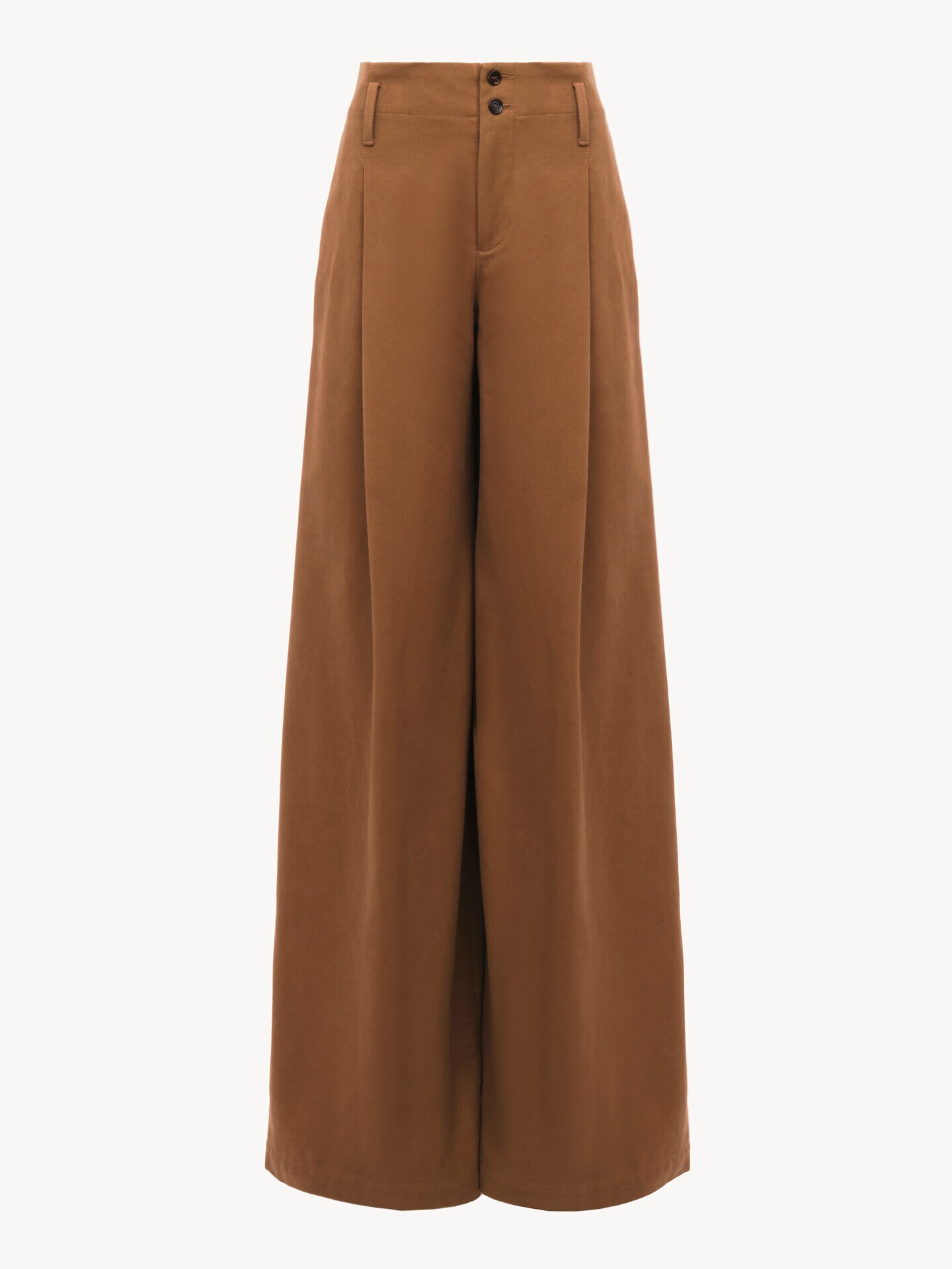 Pantalones de pernera ancha de talle alto de lona de algod&oacute;n - 2