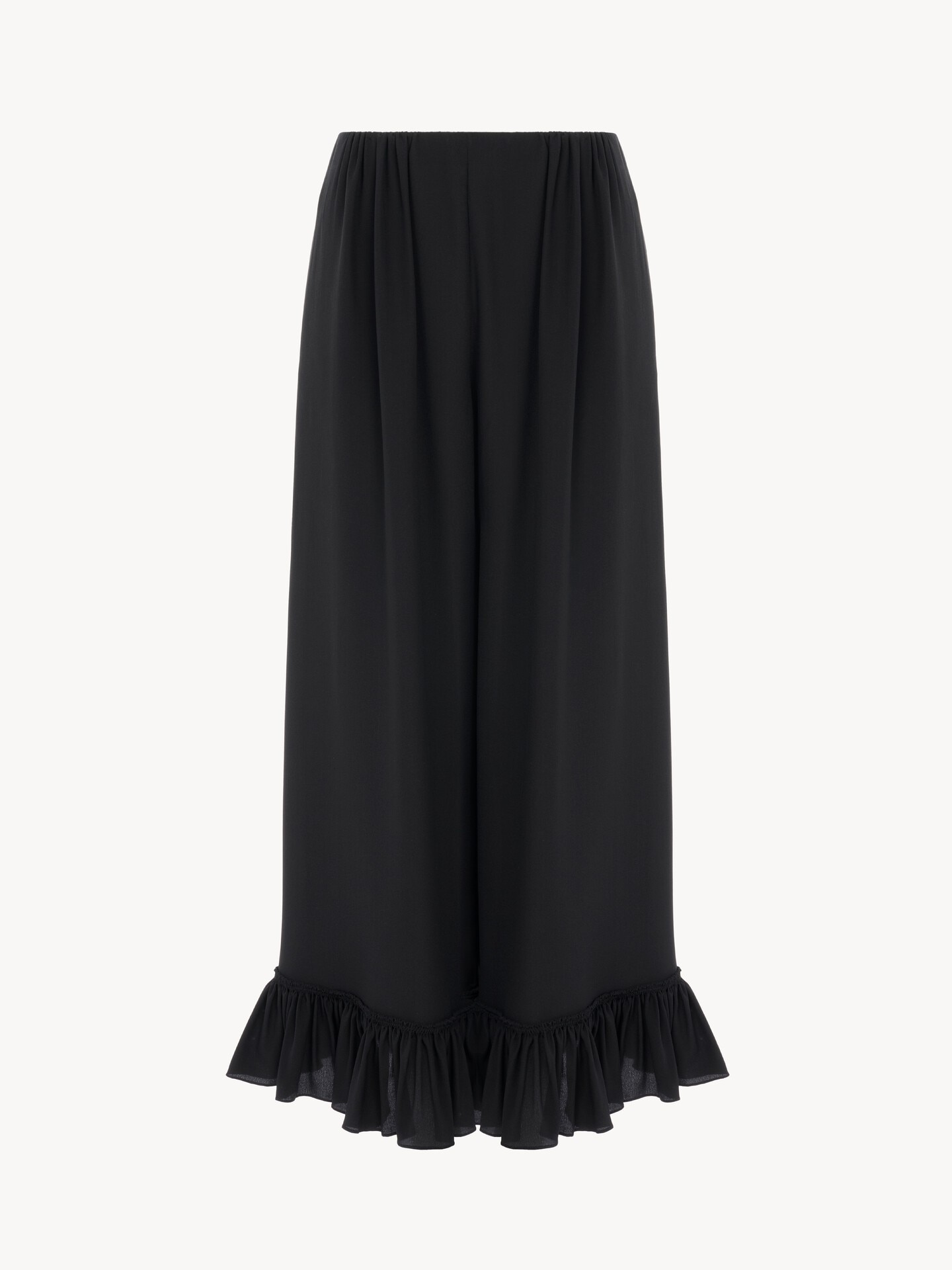 Cropped fluid trousers in cr&ecirc;pe de chine - 2