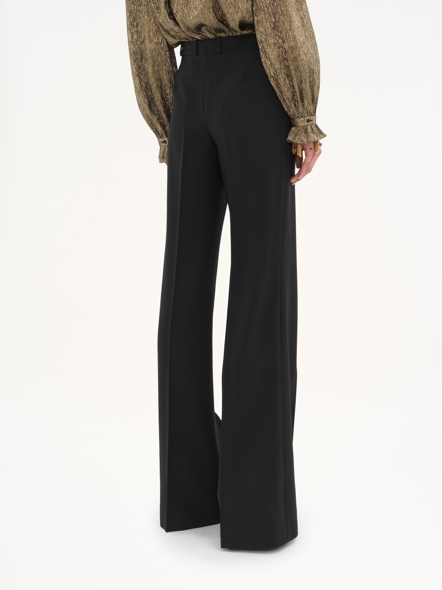 Pantalones de sastre acampanados de lana grain de poudre - 5