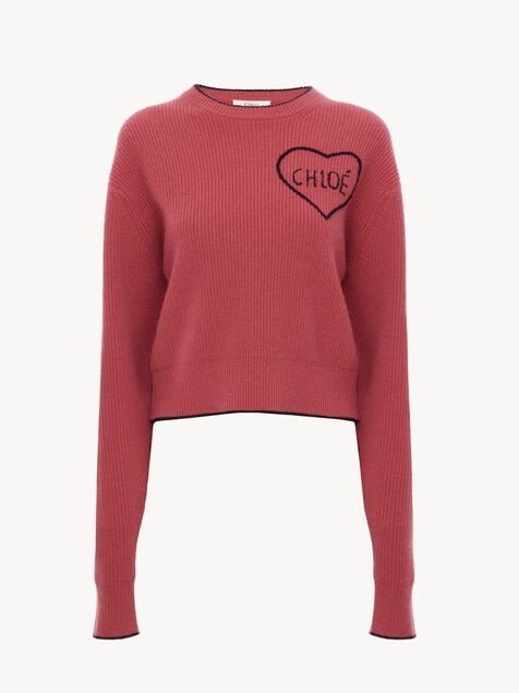 Jersey cropped ajustado con logotipo de punto de lana