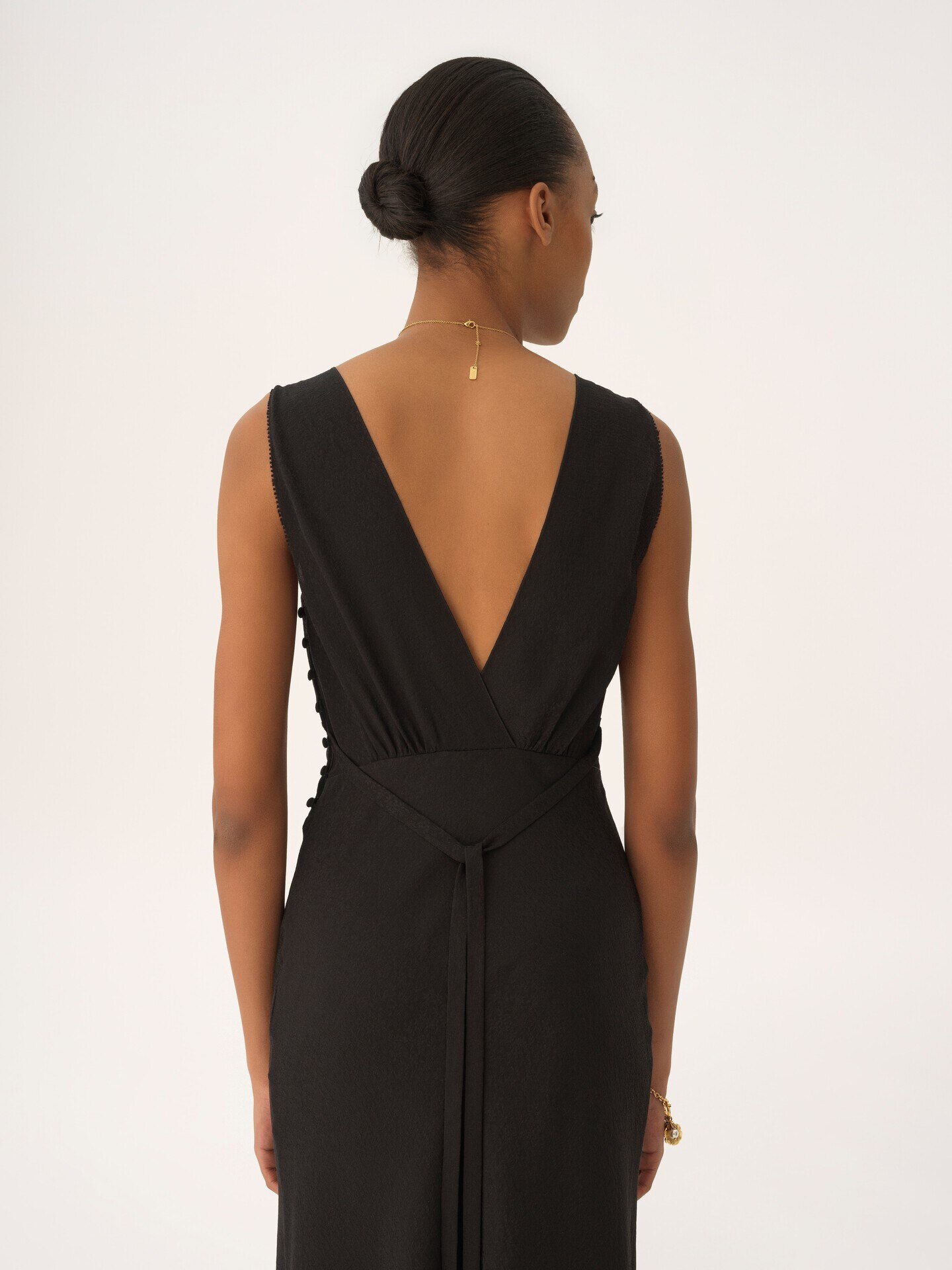 Sleeveless column dress in silk jacquard & lace - 6