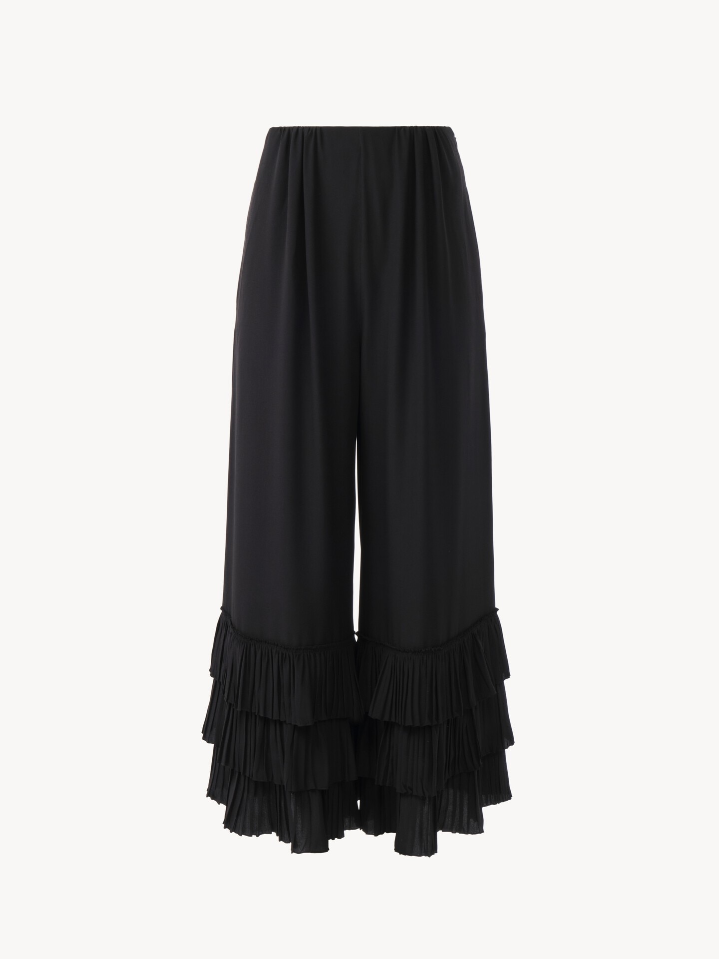Pantalones fluidos de pernera ancha de crep&eacute; de seda china - 1