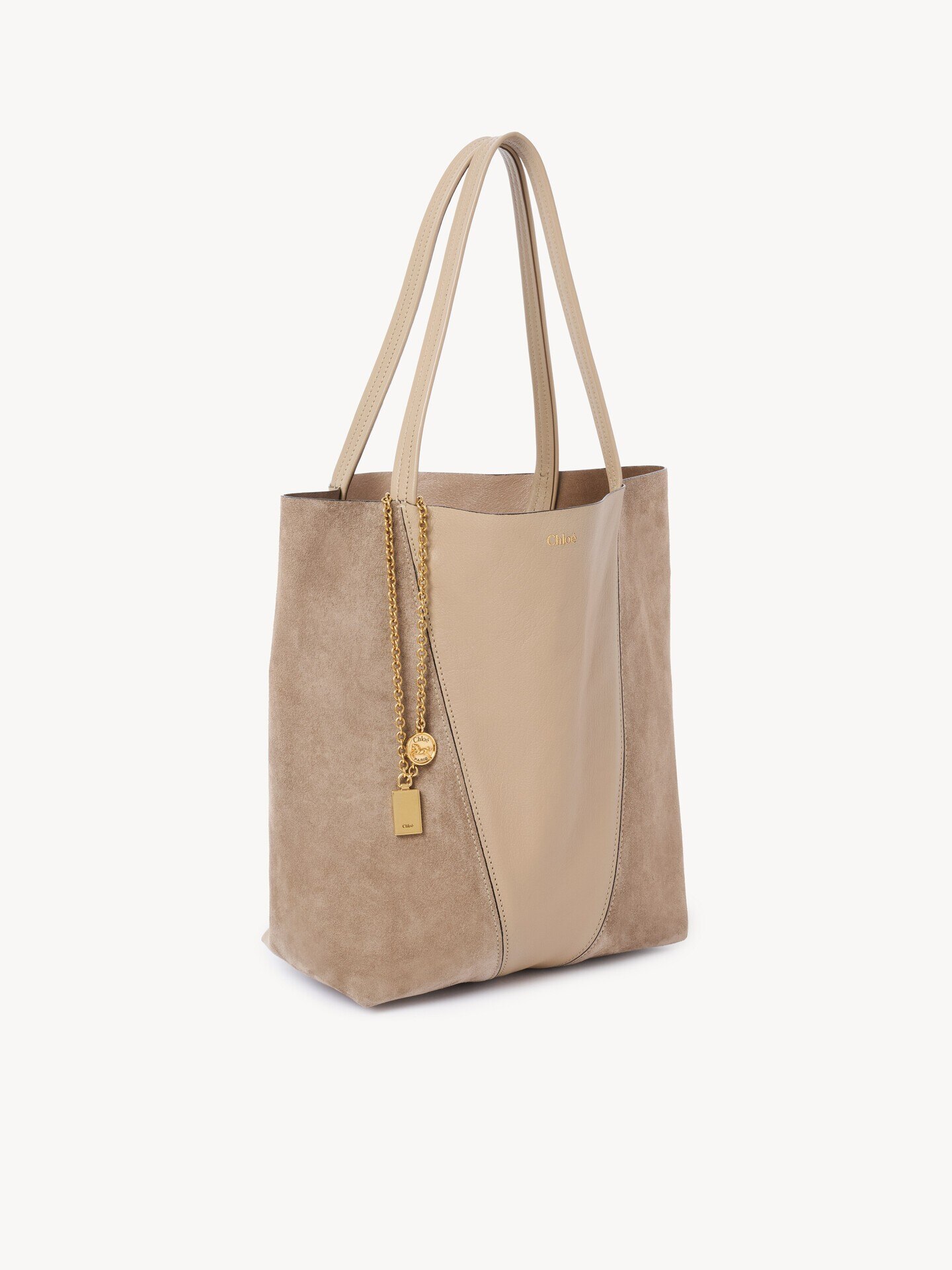 Chlo&eacute; Spin tote bag in grained and suede leather - 4