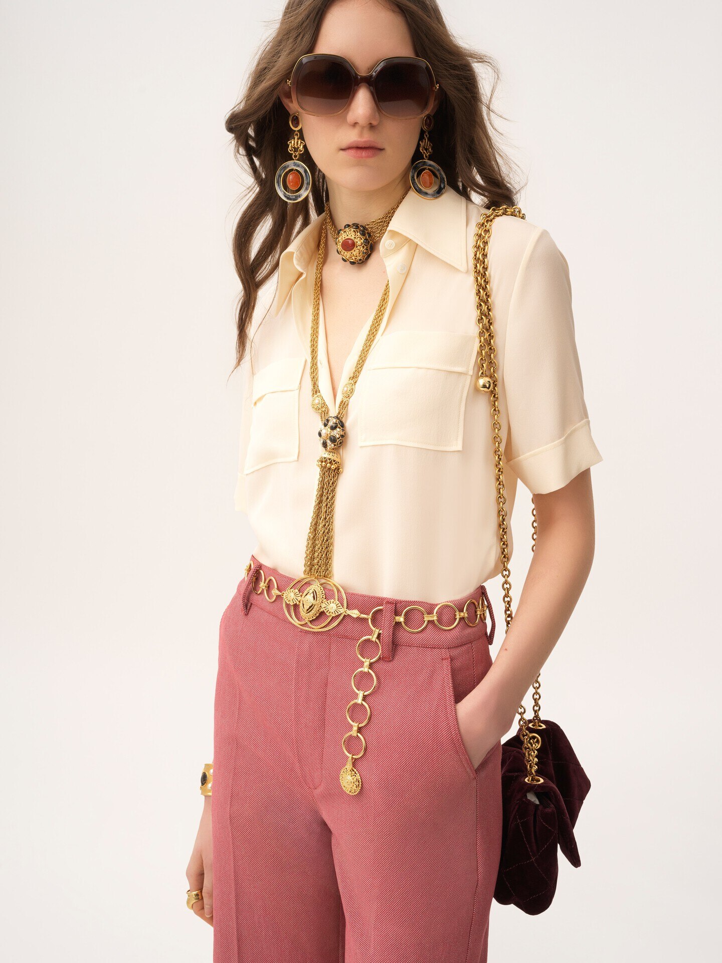 Short-sleeve blouse in crêpe de chine - 4