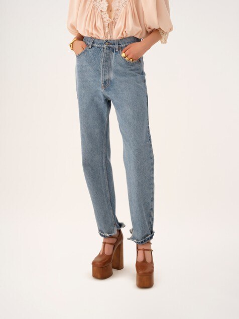 High-rise tapered jeans in denim