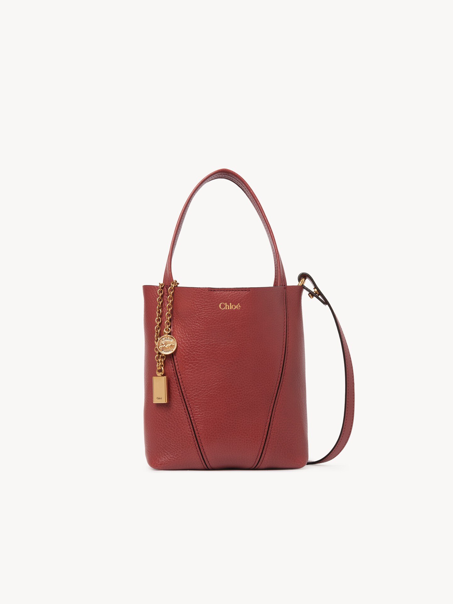 Small Chloé Spin tote bag in grained leather - 1