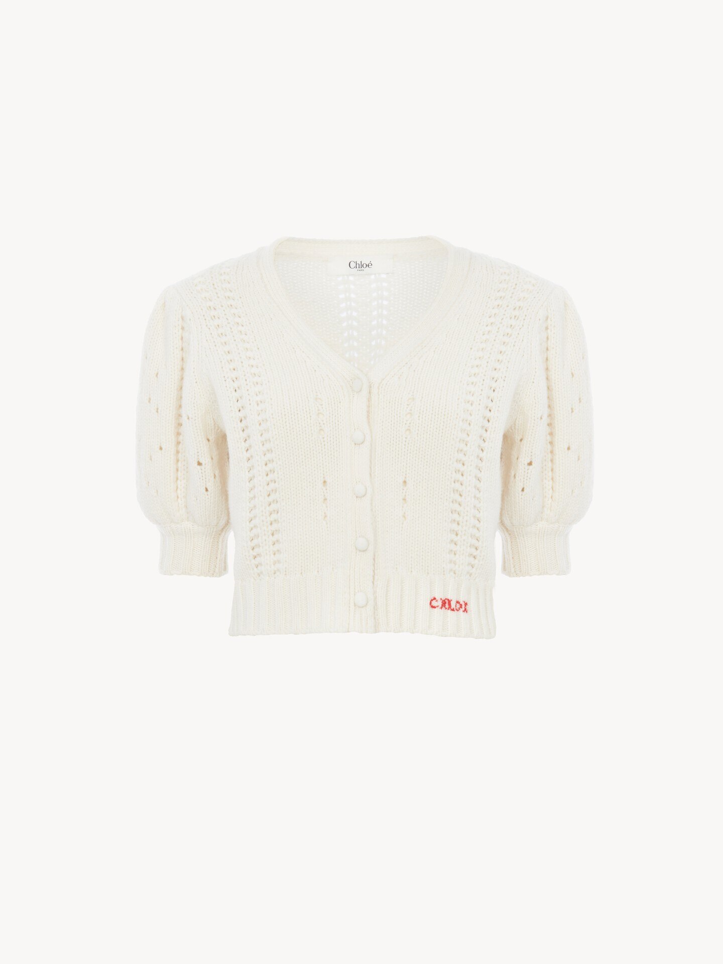 Puff-sleeve cardigan in a wool & cashmere knit - 2