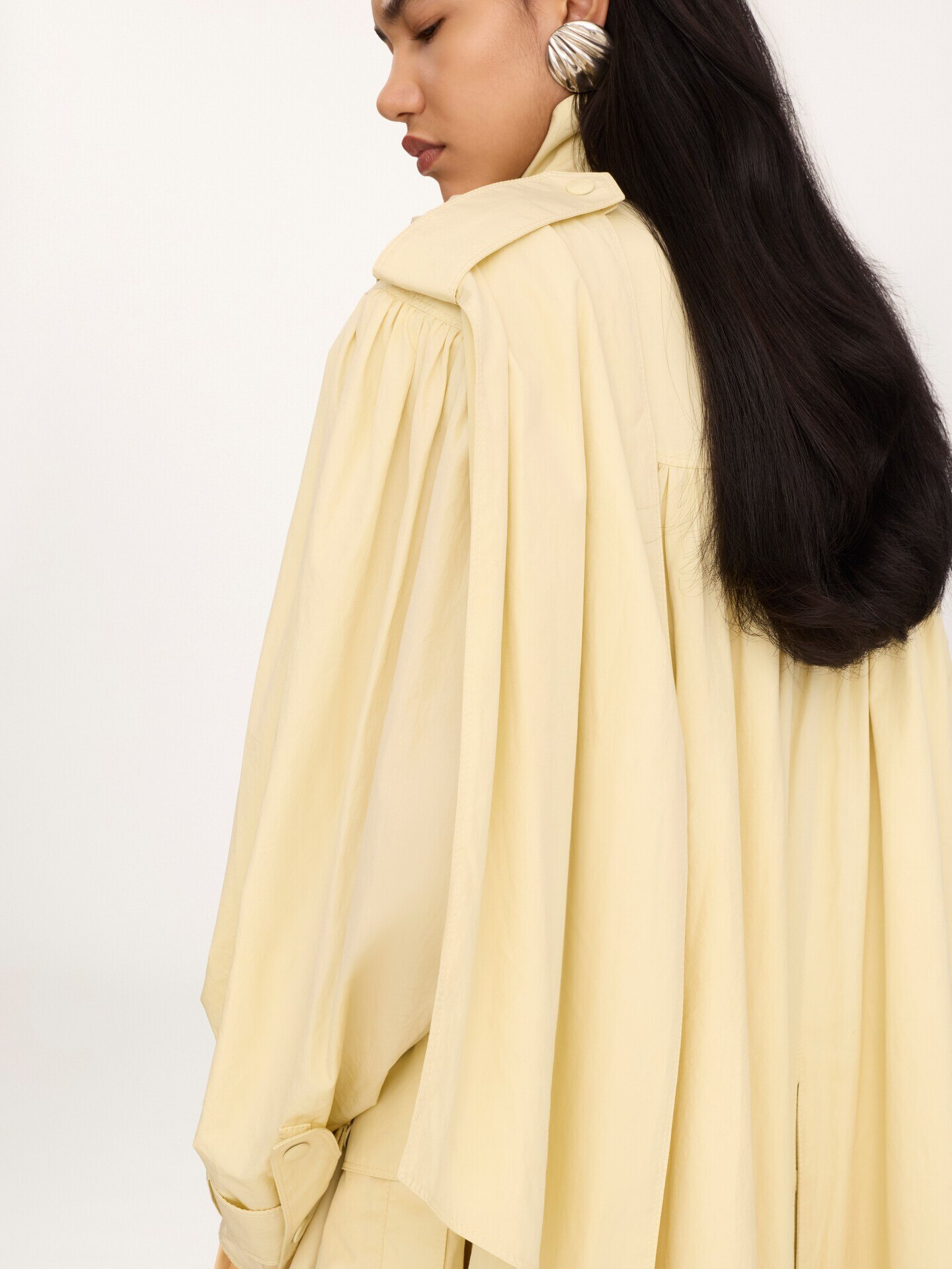 High-neck scarf trench coat in cotton poplin - 8