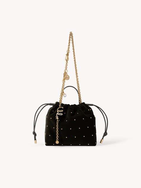 Minibolso de hombro Chlo&eacute; Icons con cadena de terciopelo con tachuelas