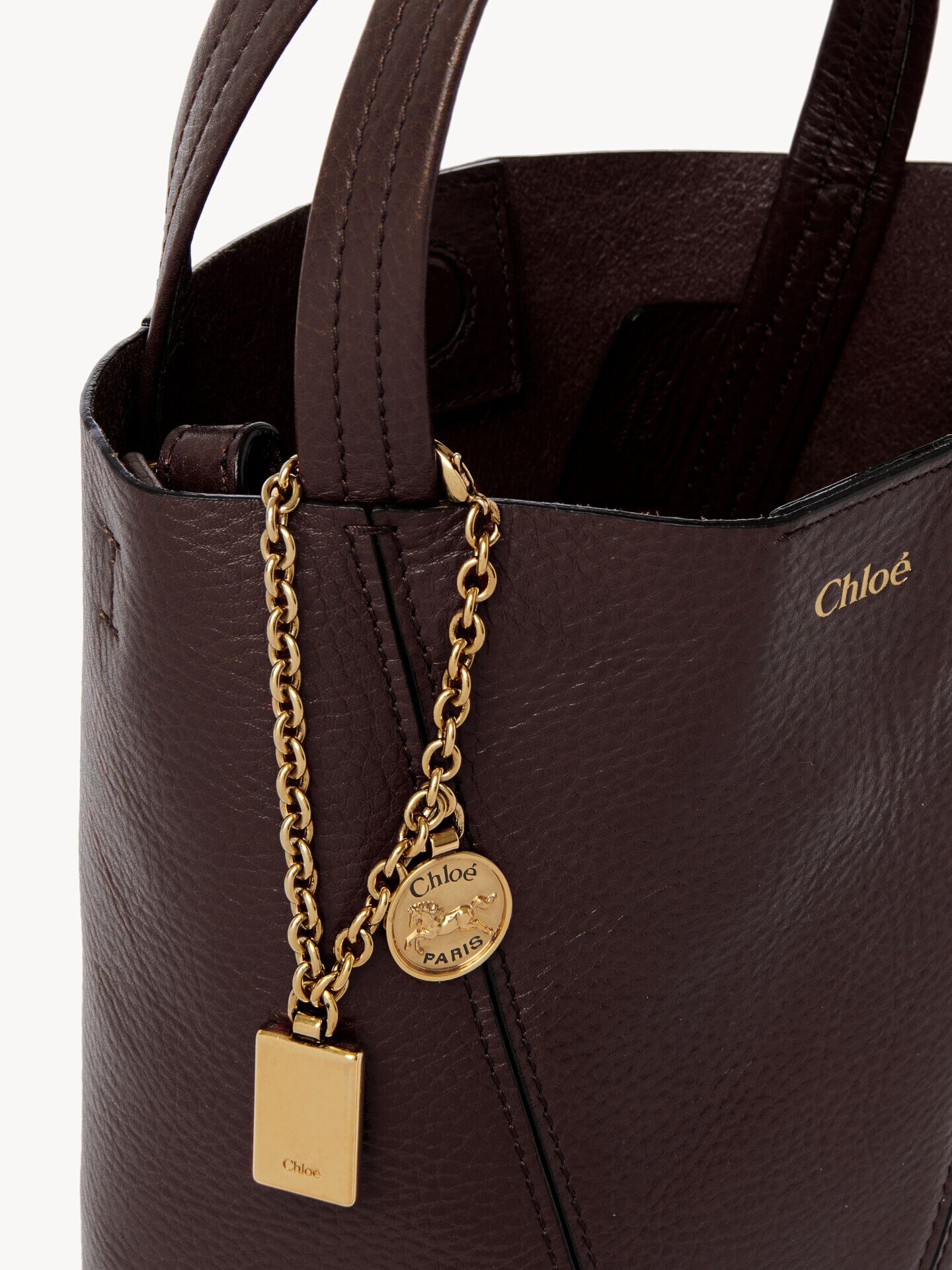 Small Chloé Spin tote bag in grained leather - 6