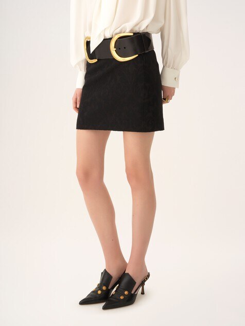 Straight mini skirt in a wool-mix jacquard