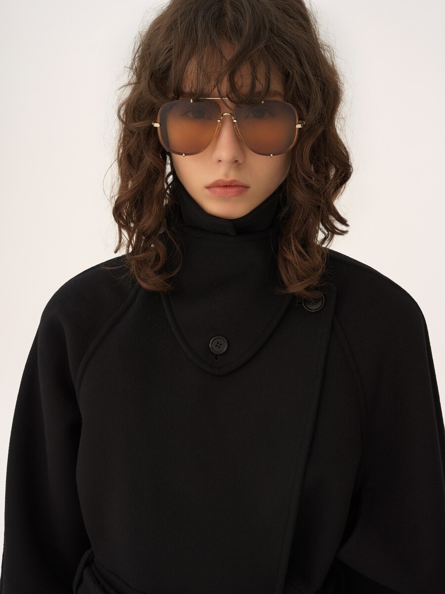 Cropped coat in double-face wool - 7