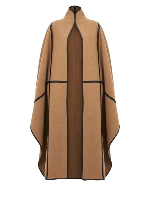 Oversized long cape coat in wool