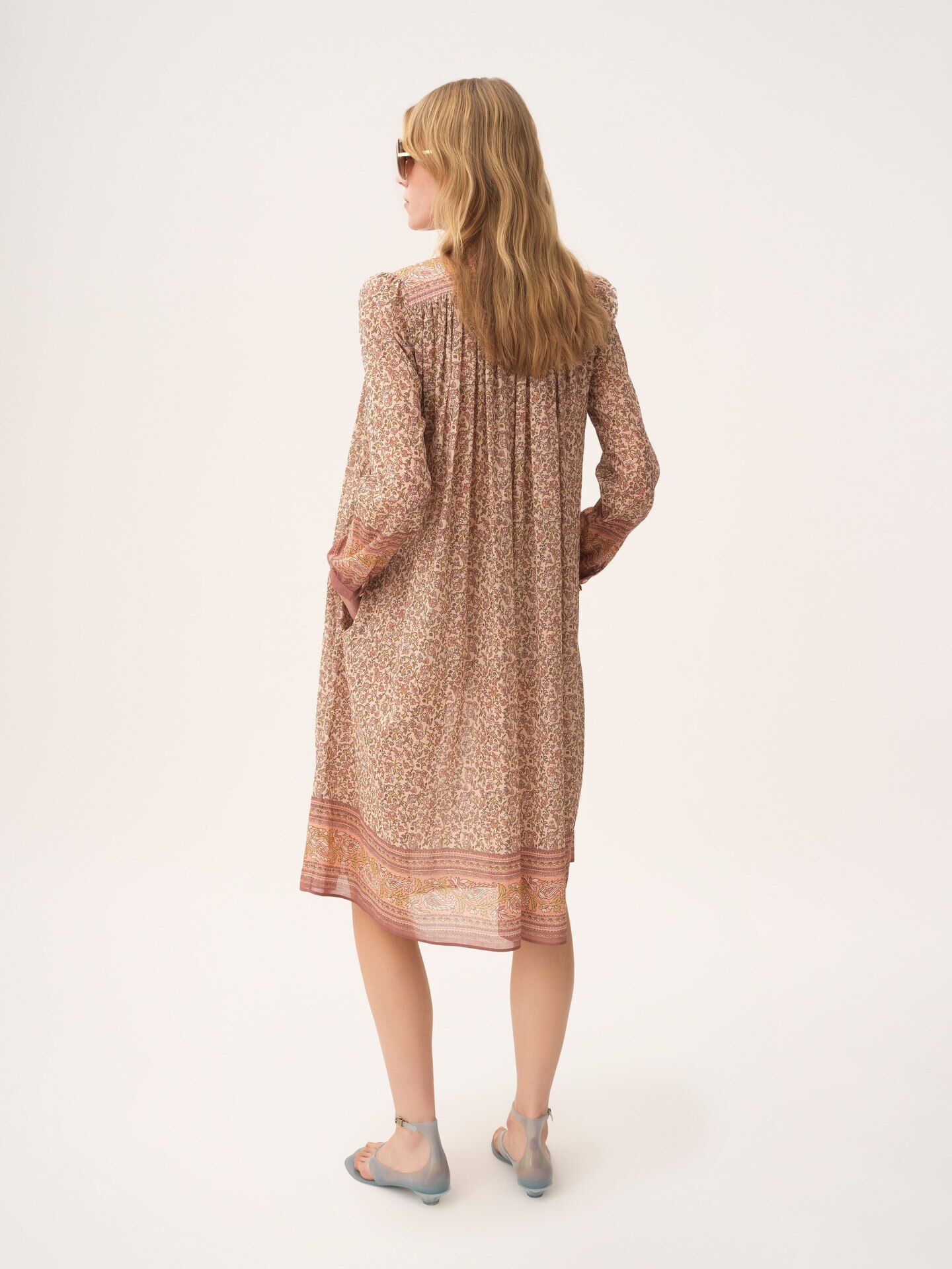 Gathered tunic dress in cotton voile - 5