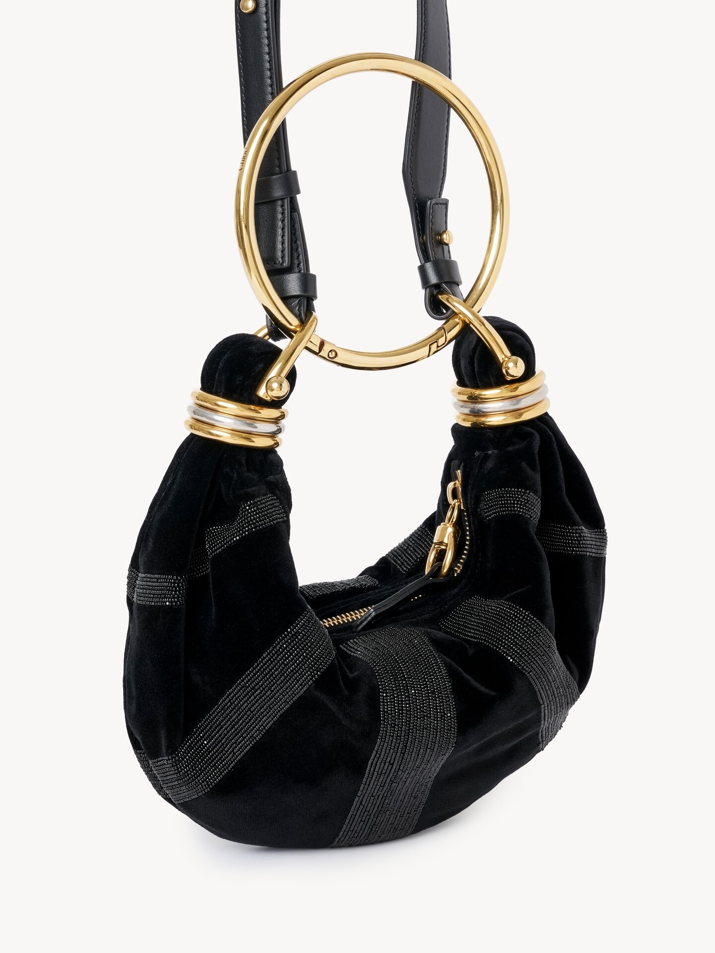 Mini bracelet hobo bag in velvet - 3