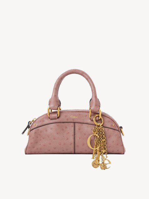 Bolso bowling Chlo&eacute; peque&ntilde;o de cuero efecto avestruz