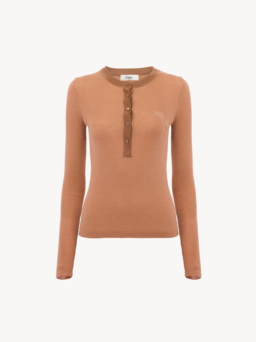 Henley shirt in superfine wool knit - 2